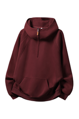 Unisex Fall  Half Zip Relaxed Hooded Sweatshirts