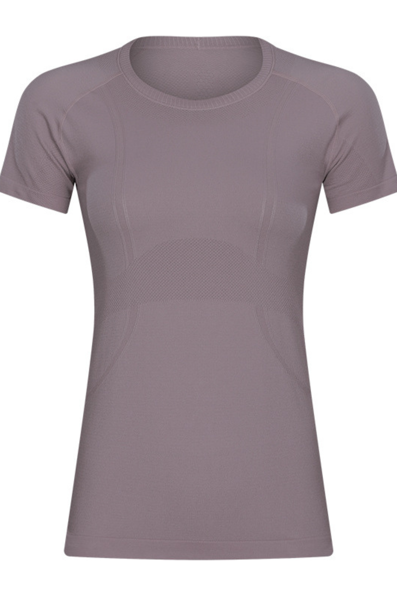 Women Seamless Round Neck Short Sleeve Sport T-Shirt