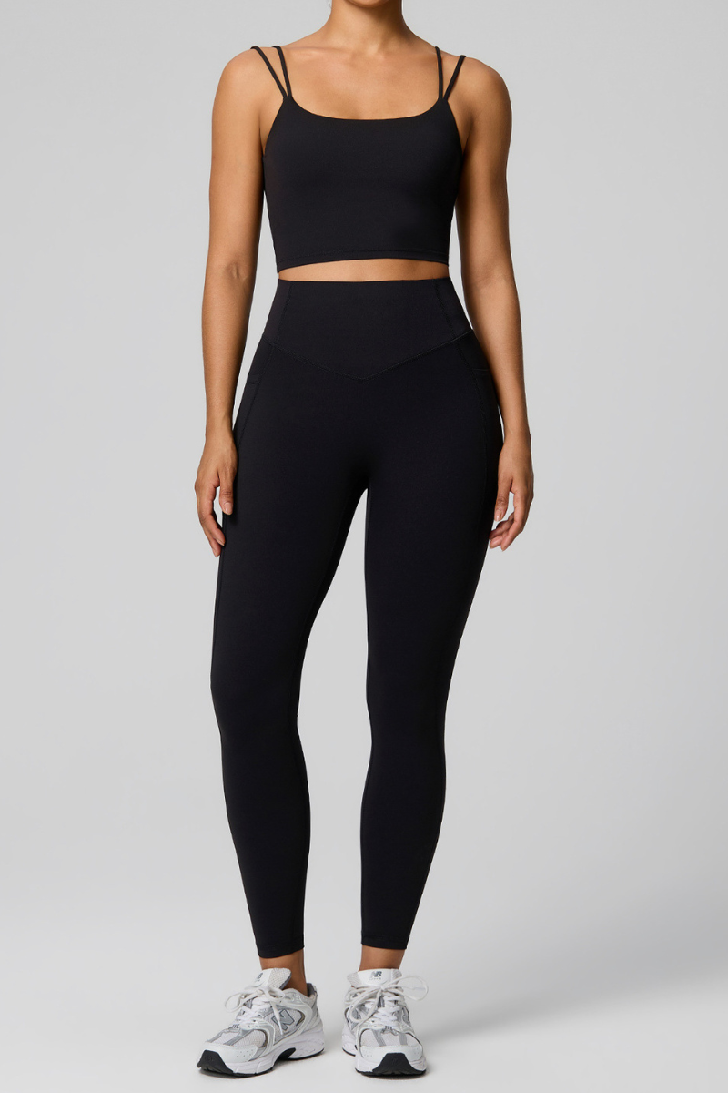 Women's Women's Double Strap Twist Back Bra And Leggings