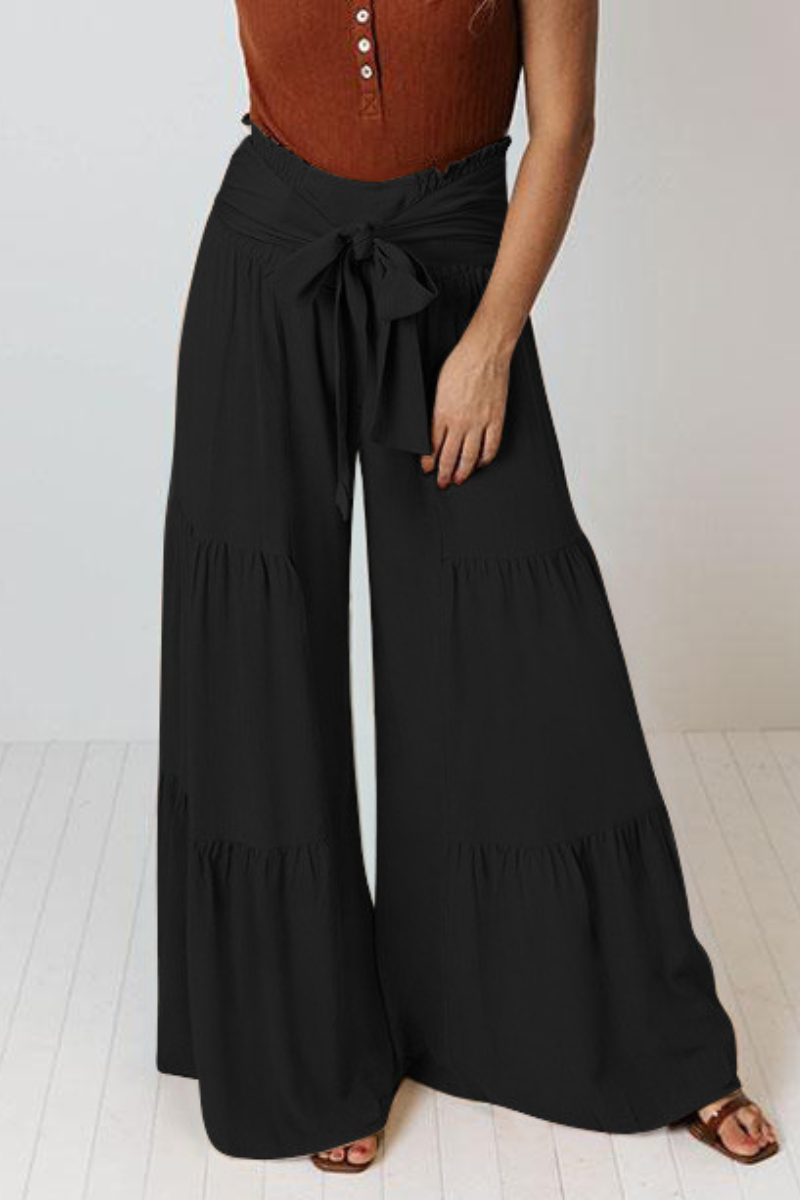 Women's vintage layered wide-leg pants
