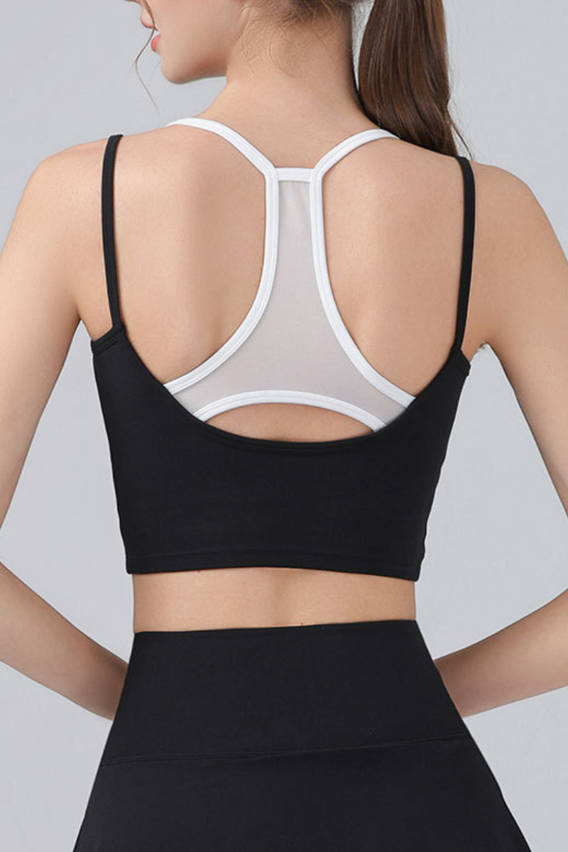 Women's Double Straps Mesh Spliced Cropped Sports Cami