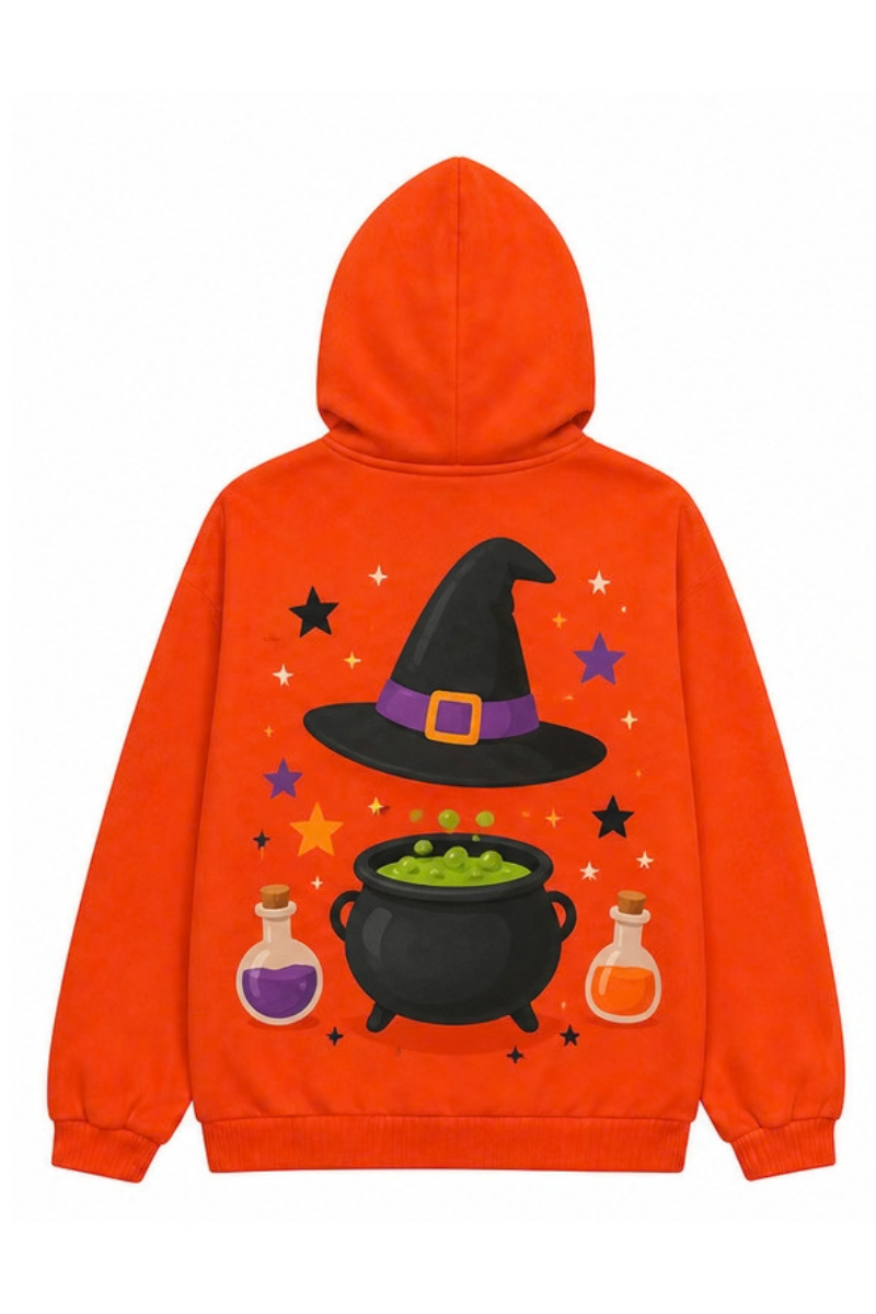 Unisex Halloween Multi Pattern Print Zip Up Hoodie