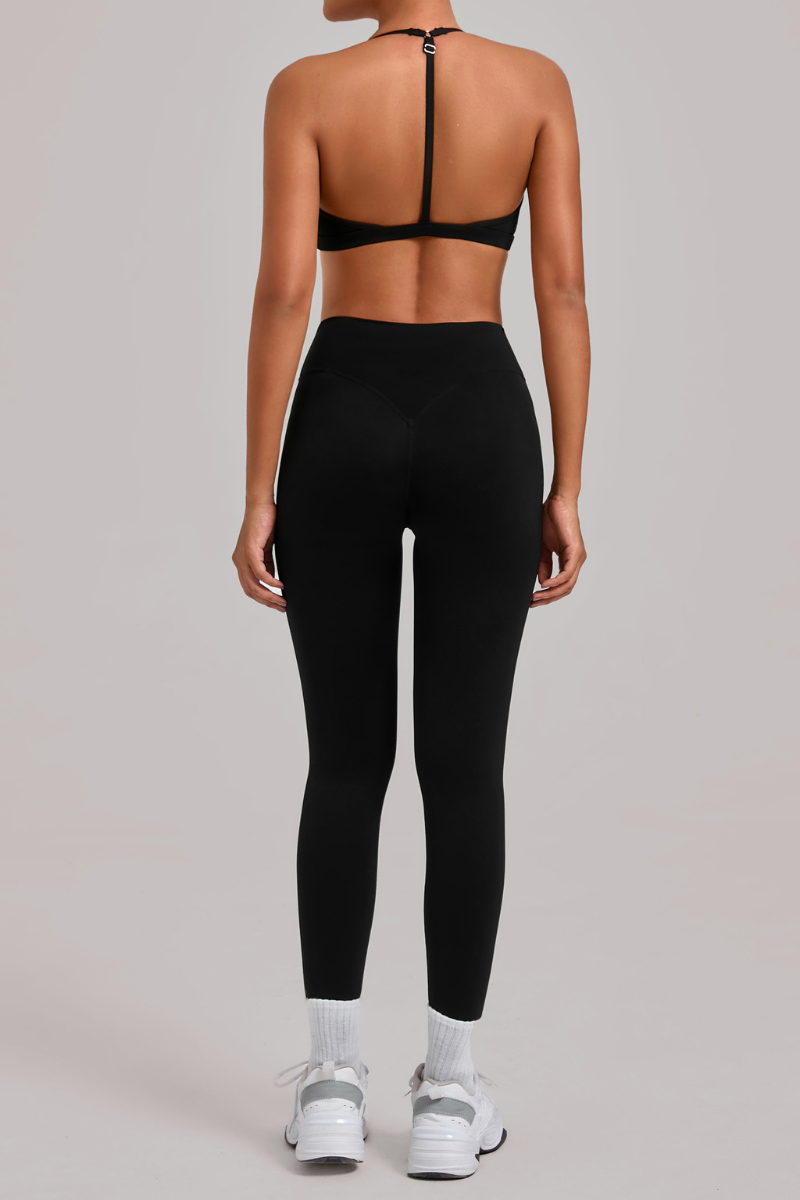 Women's Set:Triangle Cup Thin Straps Bra And High-Waist Leggings