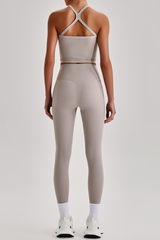 Women's Square Cross Back Tank Top &High Rise Leggings Set