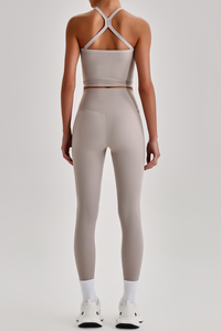 Women's Square Cross Back Tank Top &High Rise Leggings Set