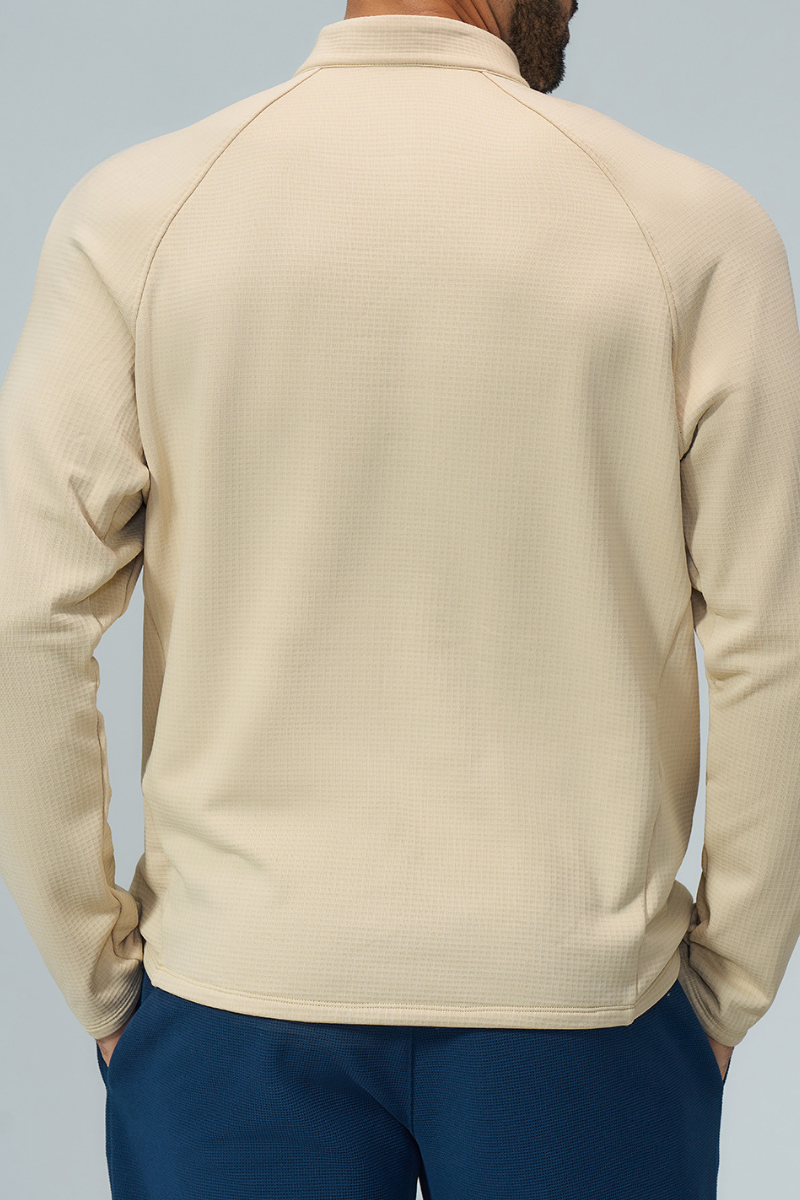 Men's Fall Half Zip Mock Neck Fleece Sports Long Sleeve Top