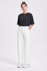 Women's High Waist Multi-Pocket Wide Leg Cargo Jeans