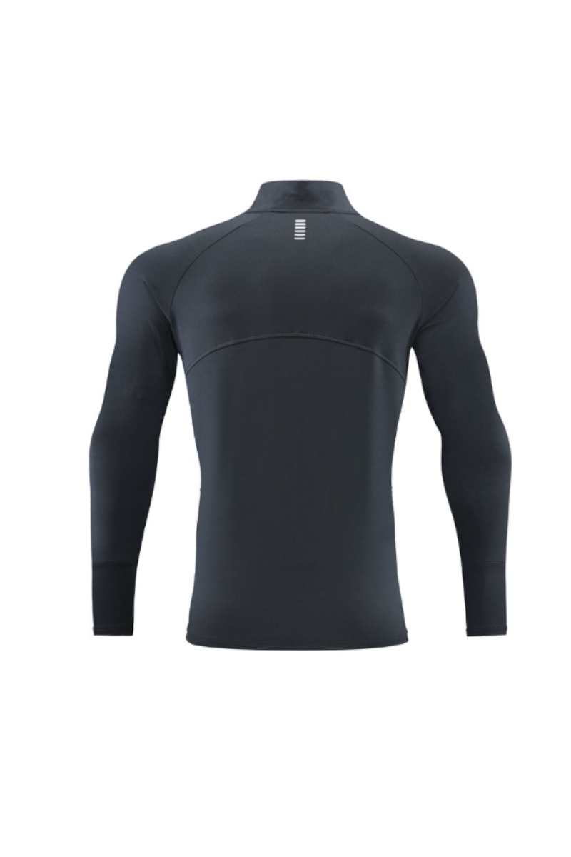 Men's Half Zip Mock Neck Finger Cuffs Long Sleeve Sports Top