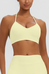Women's Naked Feel Padded Halter V Neck Sports Bra
