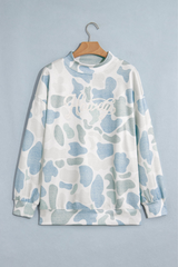 Women's Winter Camo Howdy Letter Mock Neck Sweatshirt