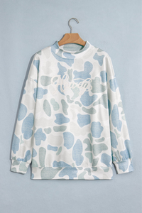 Women's Winter Camo Howdy Letter Mock Neck Sweatshirt