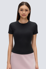 Women's Quick Dry Slim Elastic Cuff Crewneck Yoga Tee