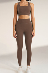 Women's Two-Piece Set:Cross Back Sports Bra & Yoga Leggings