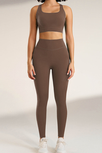 Women's Two-Piece Set:Cross Back Sports Bra & Yoga Leggings