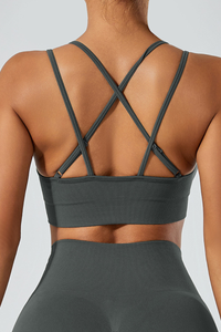 Women's Athletic U-neck Cross Back Spaghetti Straps Bra