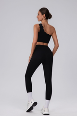 Women's Asymmetric One-Shoulder Bra & V-Waist Leggings Set