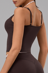 Women's Halterneck Polka Dot Cropped Workout Yoga Tank Top
