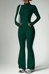 Women's Sport Set:Stand Collar Jacket And Flared Pants