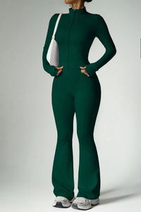 Women's Sport Set:Stand Collar Jacket And Flared Pants