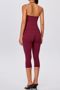 Women's Yoga Sets:Halter Twist Cami Tank Top & Capri Leggings
