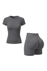 Women's Cropped T-shirt And High Waist Side Pocket Yoga Set