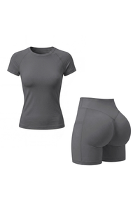 Women's Cropped T-shirt And High Waist Side Pocket Yoga Set