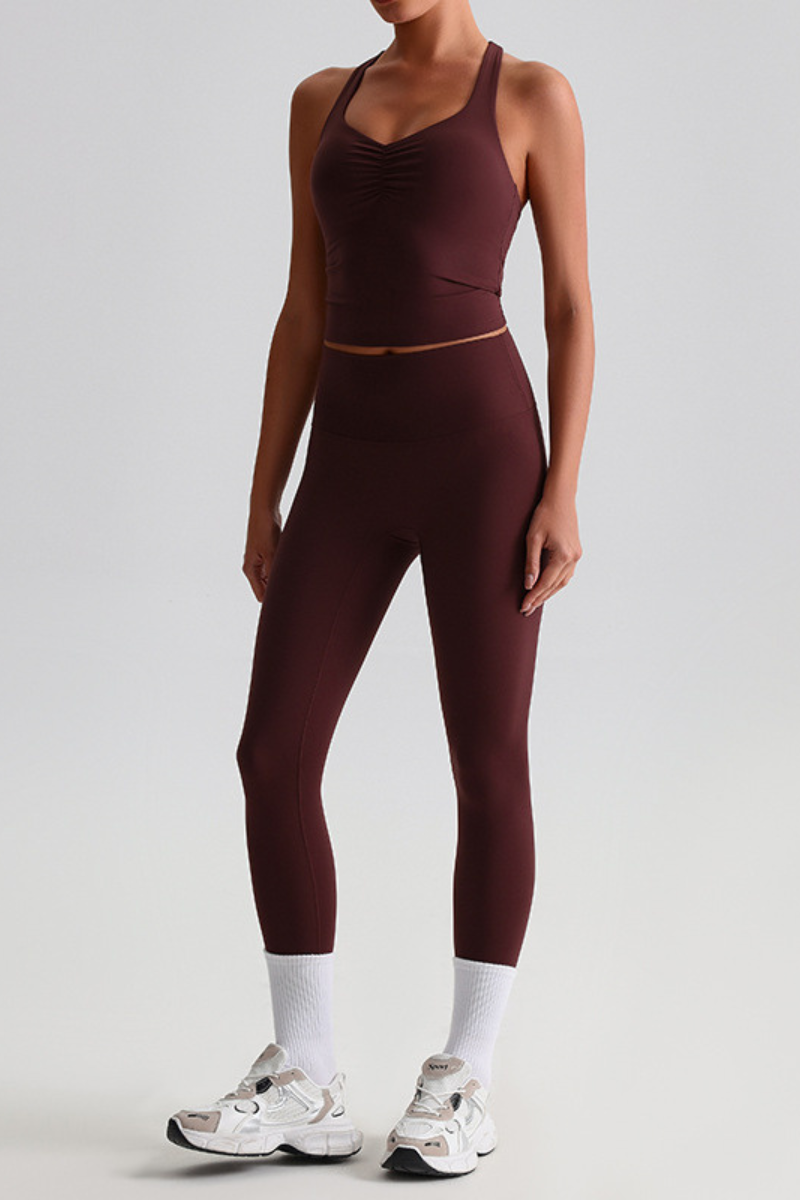Women's Brushed Crisscross Tank Top & Yoga Leggings Set