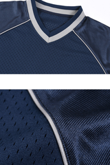 Men's Mesh V-Neck Raglan Color Block Long Sleeve Jersey