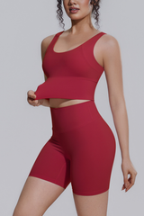 Women's Athletic Sets:V-back Wide Straps Bra And Shorts