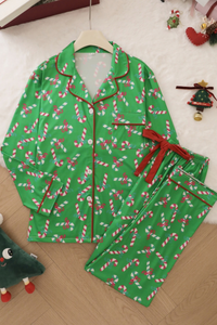 Women's Candy Cane Long Sleeves Christmas Pajama Set