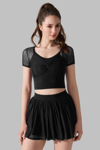 Women's Athleic Set:Faux Two-Piece T-shirt And Mini Skirt