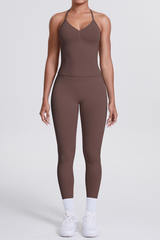 High-Waist Seamless Yoga Set - Halter Neck, Quick-Dry Fitness Outfit