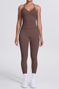 High-Waist Seamless Yoga Set - Halter Neck, Quick-Dry Fitness Outfit
