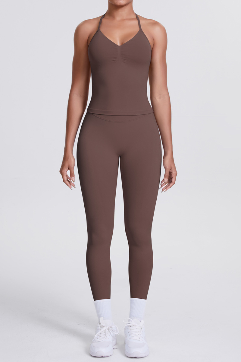 High-Waist Seamless Yoga Set - Halter Neck, Quick-Dry Fitness Outfit