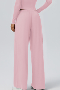 Women's Drawstring High Waist Drape Wide Leg Casual Pants