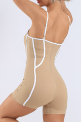 Women's Adjustable Thin Strap Contrast Stripe Padded Romper