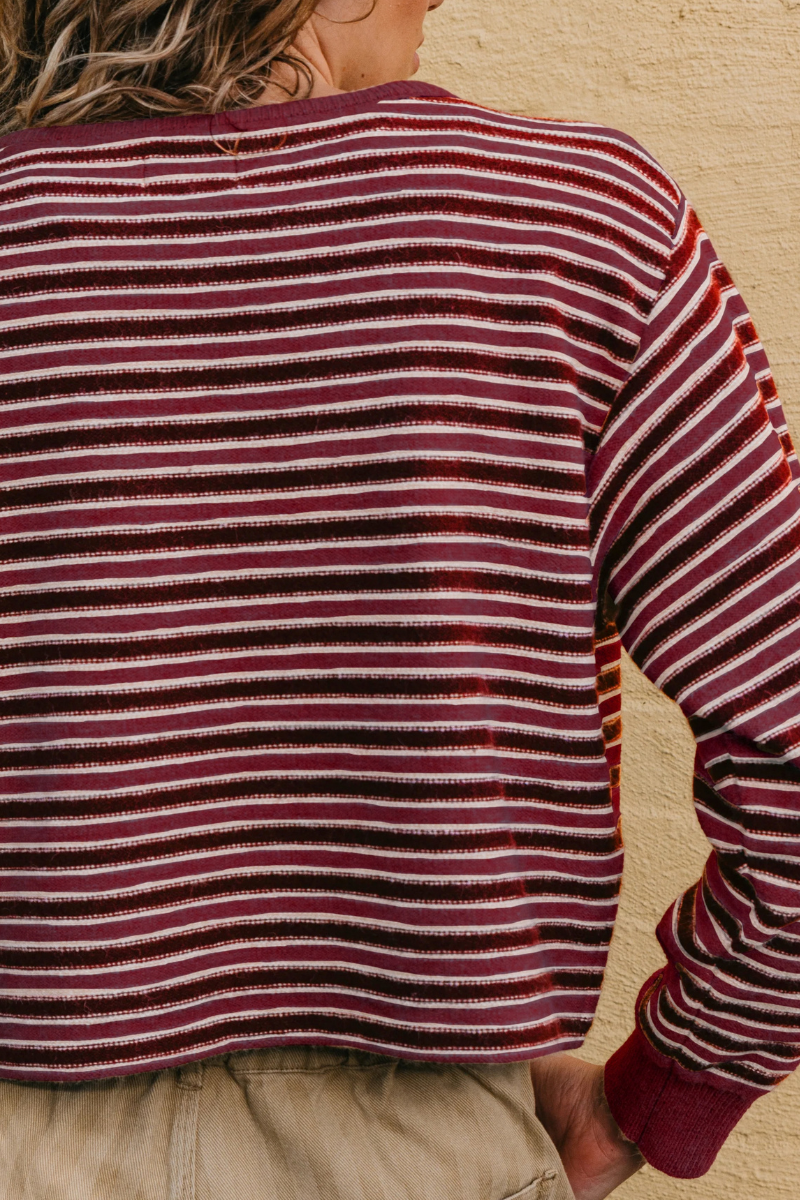 Women's Fall/Winter Striped Crew Neck Cropped Knit Sweater