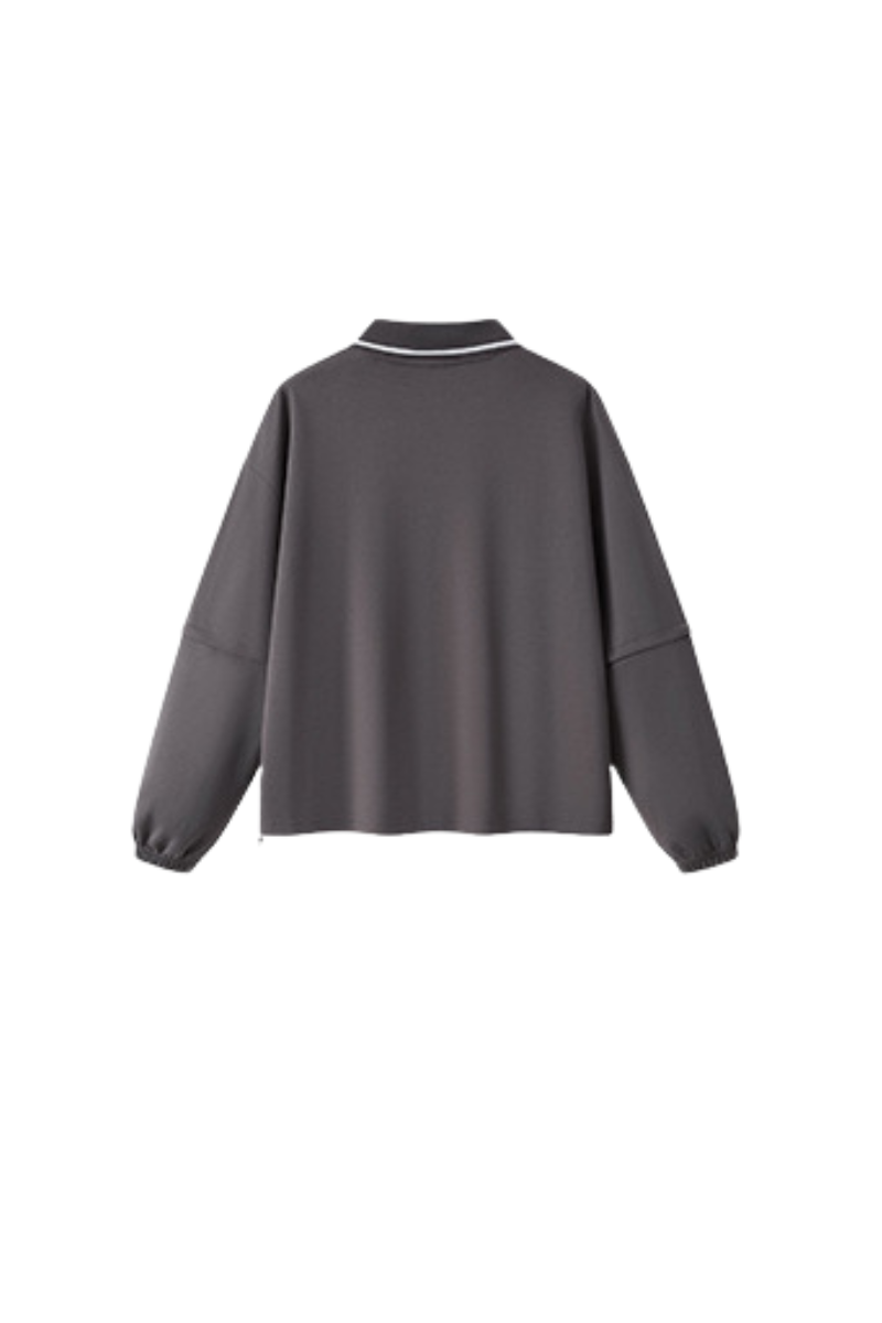 Men's Fall V-Neck Polo Collar Detachable-Sleeve Sweatshirt