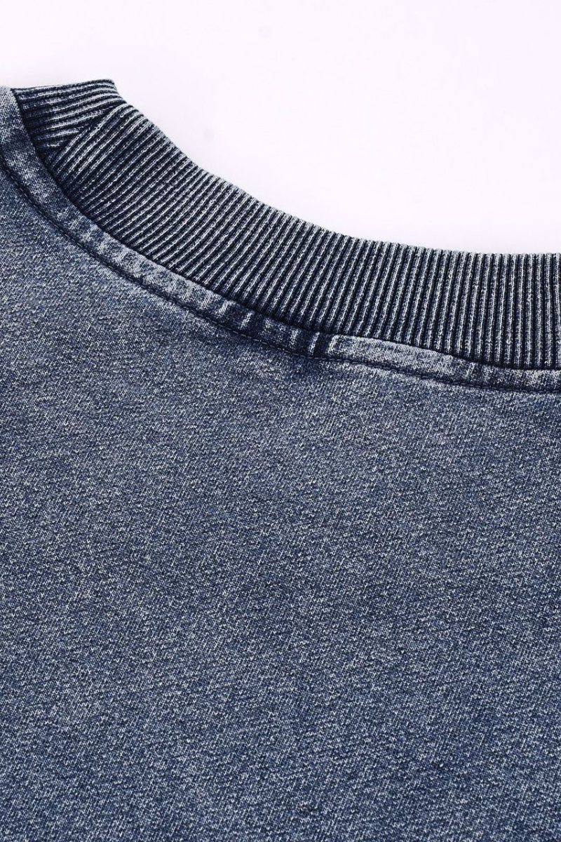 Unisex Fall 380G Heavyweight Washed Denim Relaxed Pullover