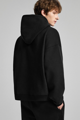 Terry cloth-lined, fuzzy-zipper sweatshirt