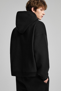 Terry cloth-lined, fuzzy-zipper sweatshirt