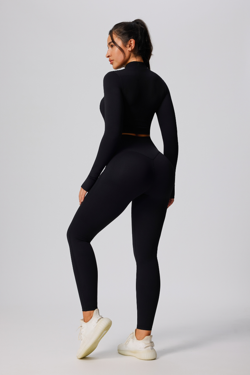 Women's Cropped Jacket & Butt-Lifting Leggings Two-Piece Set