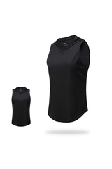 Women's Hooded Curved Hem Mesh Quick Dry Athletic Tank Top