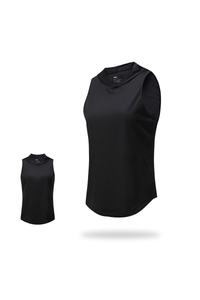 Women's Hooded Curved Hem Mesh Quick Dry Athletic Tank Top