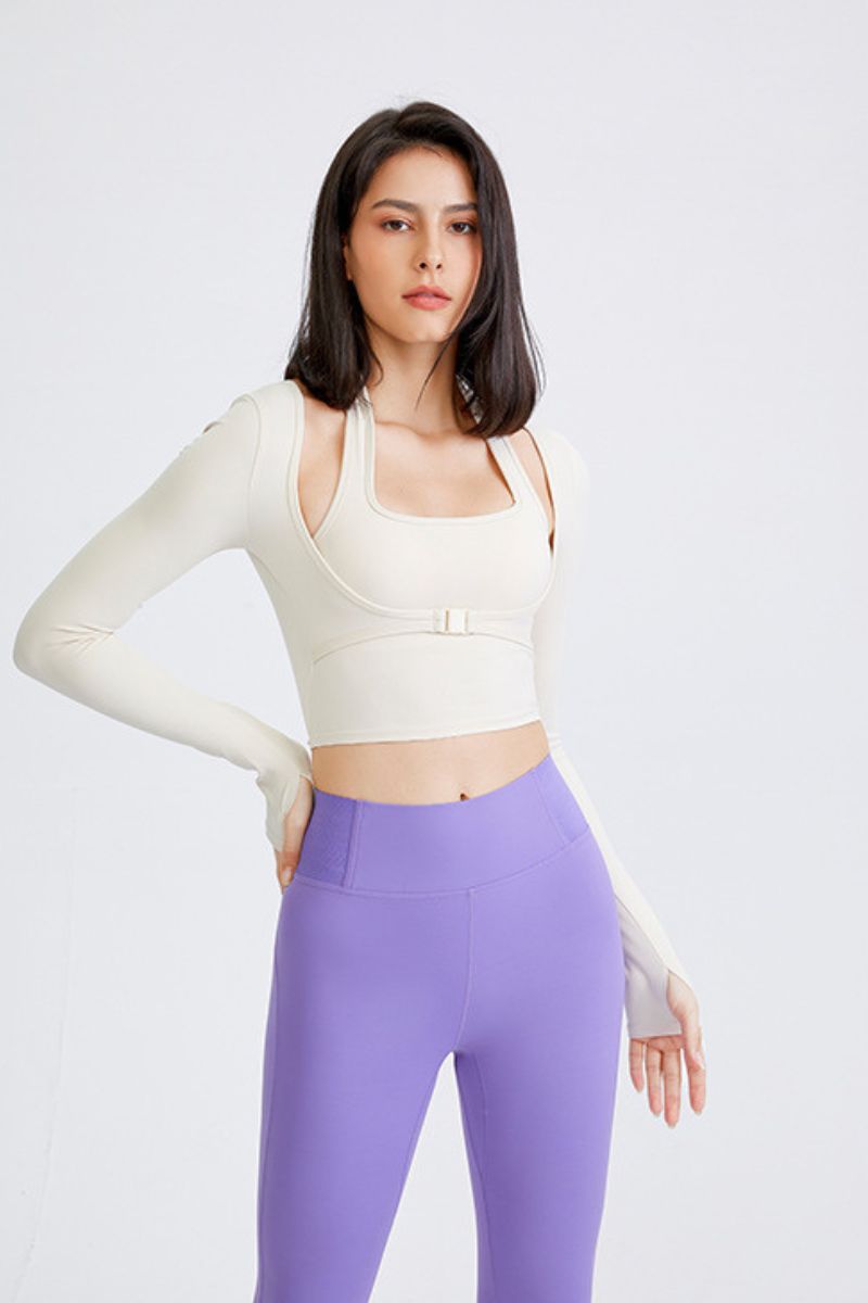Women's long-sleeved bra T-shirt fake two-piece