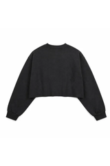 Women Cropped Exposed Seam Sweatshirt
