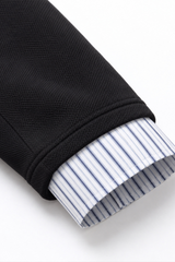 Men's Preppy Faux Layered Striped Trim Collared Jacket