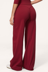 Women's High Waist V-Seam Butt Lifting Draped Wide Leg Pants