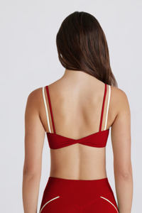 Women's Color-Block Double Thin Strap Twist Back Yoga Bra