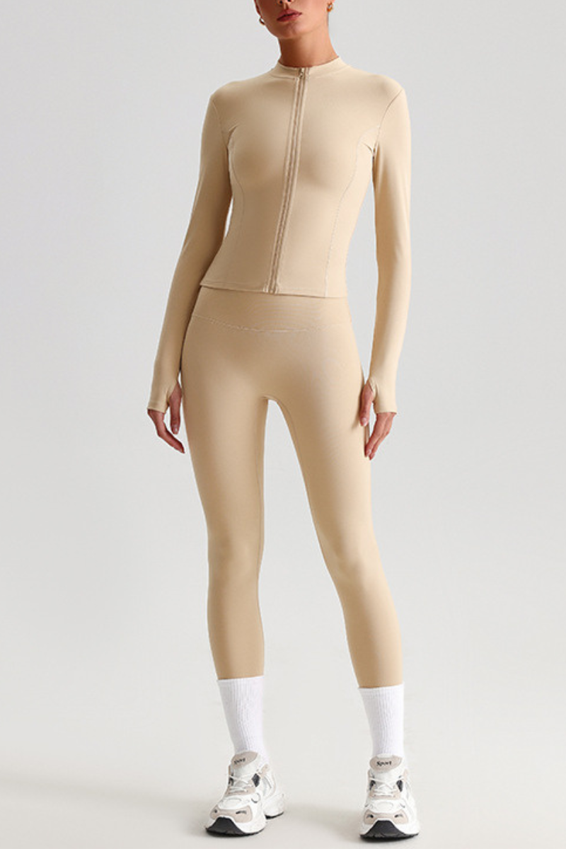 Women's Bare Feel Slim Fit Stand Callor Jacket & Leggings Yoga Set
